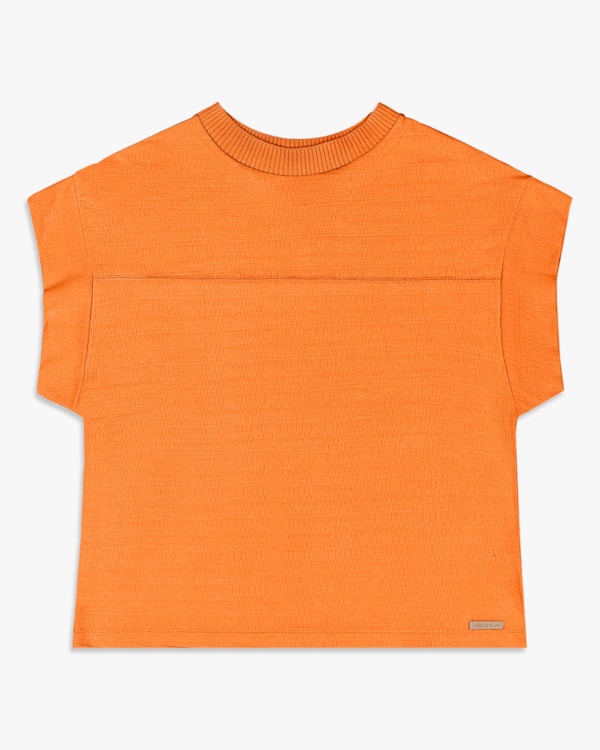 Blusa Feminina Manga Curta em Viscose com Retilínea- Cereja Rosa - Nectarine