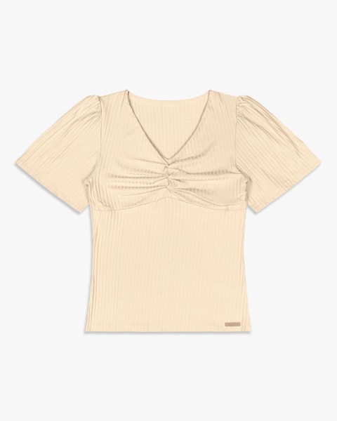 Blusa Feminina Manga Evasê em Viscose Canelada - Cereja Rosa - Tapioca