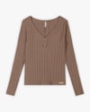 Blusa Feminina Manga Longa Canelada com Decote V - Cereja Rosa - Macchiato-564b4c9e-1bfb-447c-b892-0ed6221252d2