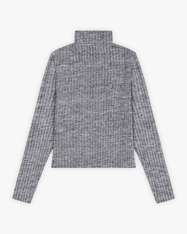 Blusa Feminina Manga Longa Canelada com Gola Alta - Cereja Rosa - Cinza Mescla-96d7797d-23a5-4aa8-b866-d7efe3bd5fe8