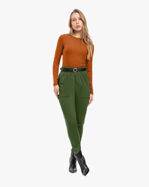 Blusa Feminina Manga Longa Canelada com Recorte - Cereja Rosa - Inca