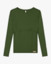 Blusa Feminina Manga Longa Canelada com Recorte - Cereja Rosa - Militar-G-b70217fb-778d-48cb-9a40-3ad25ed2f5d0