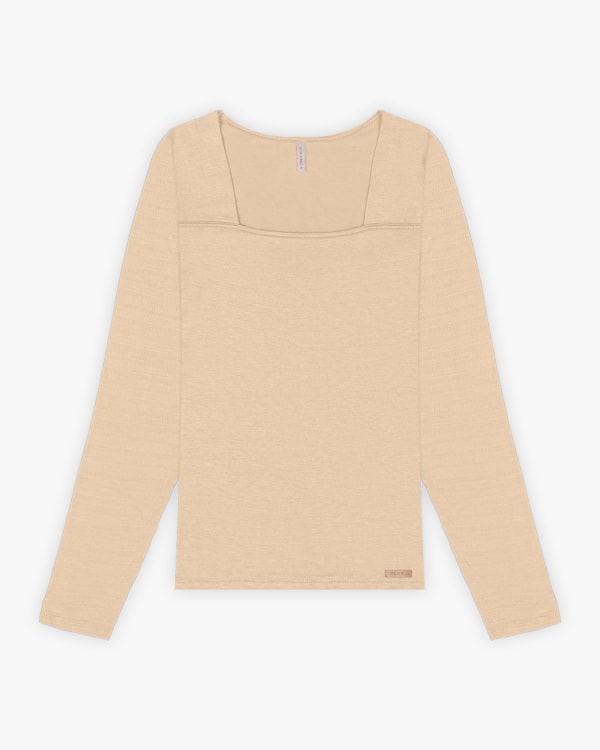 Blusa Feminina Manga Longa com Decote Quadrado - Cereja Rosa - Deserto