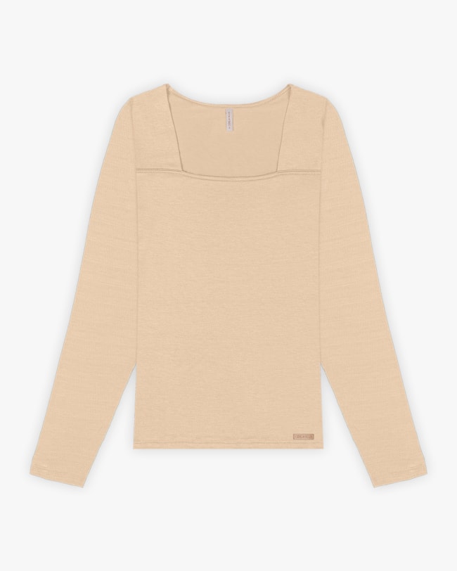Blusa Feminina Manga Longa com Decote Quadrado - Cereja Rosa - Deserto-aae3280e-f150-4e62-a565-ef7a788bfad7