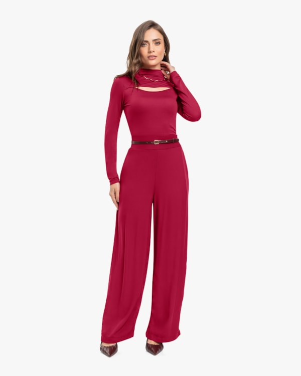 Blusa Feminina Manga Longa com Detalhe Cut Out - Cereja Rosa - Cherry Red