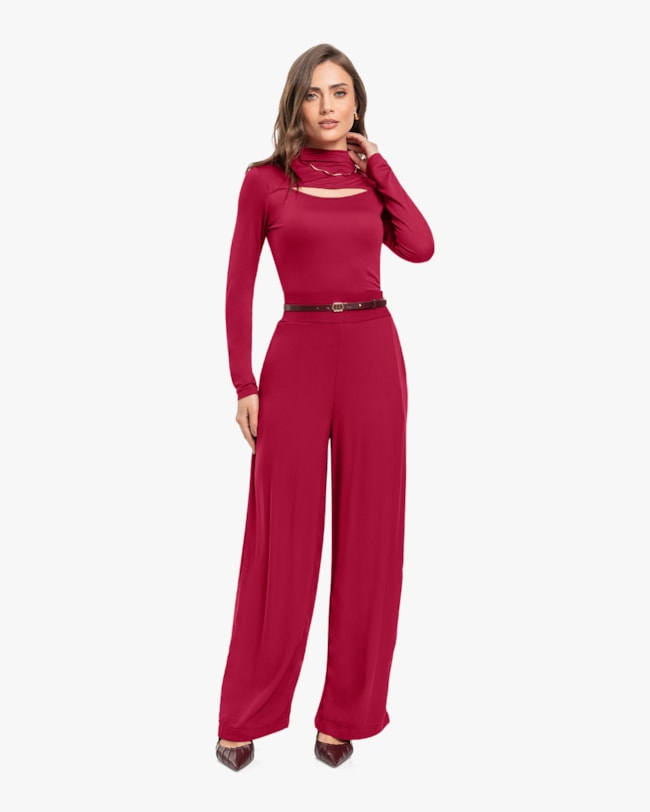 Blusa Feminina Manga Longa com Detalhe Cut Out - Cereja Rosa - Cherry Red-b9e10fd2-01b5-4e00-946d-e7d53160df67