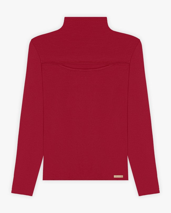 Blusa Feminina Manga Longa com Detalhe Cut Out - Cereja Rosa - Cherry Red-70b869a4-6da7-4592-aa3d-70ae70b12601