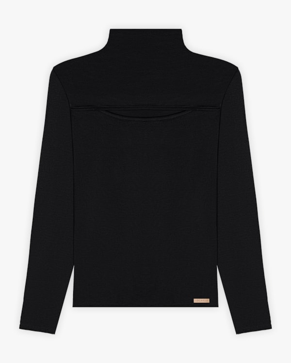 Blusa Feminina Manga Longa com Detalhe Cut Out - Cereja Rosa - Preto