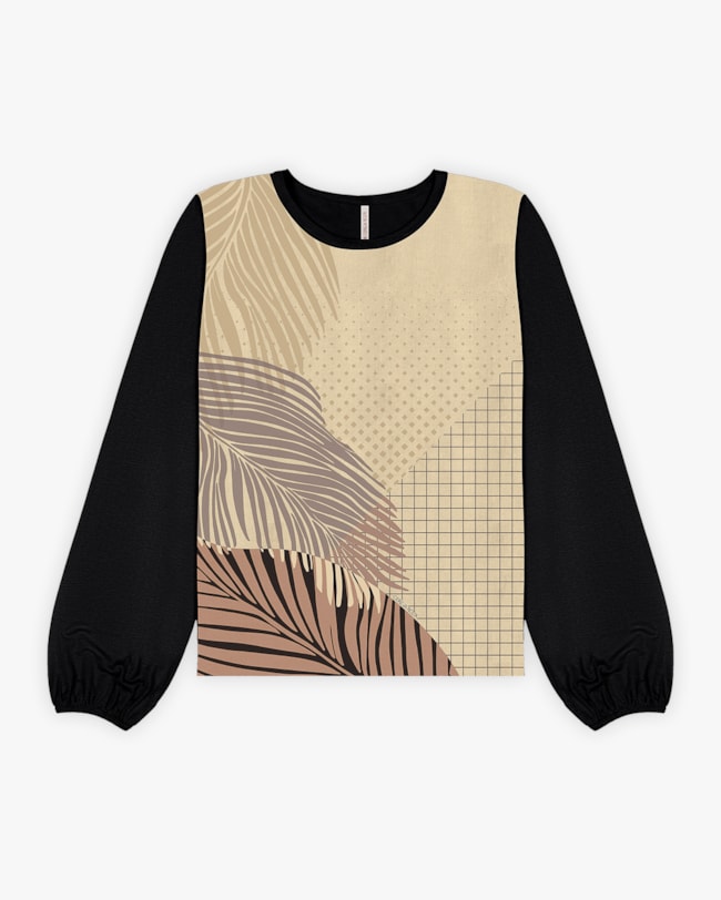 Blusa Feminina Manga Longa com Estampa - Cereja Rosa - Preto-eea41b65-6c6c-47c4-970a-c0c6dd7baf82