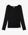 Blusa Feminina Manga Longa em Cotton Canelado - Cereja Rosa - Preto-26a6450d-db8c-47dd-90fc-699d8f390daa