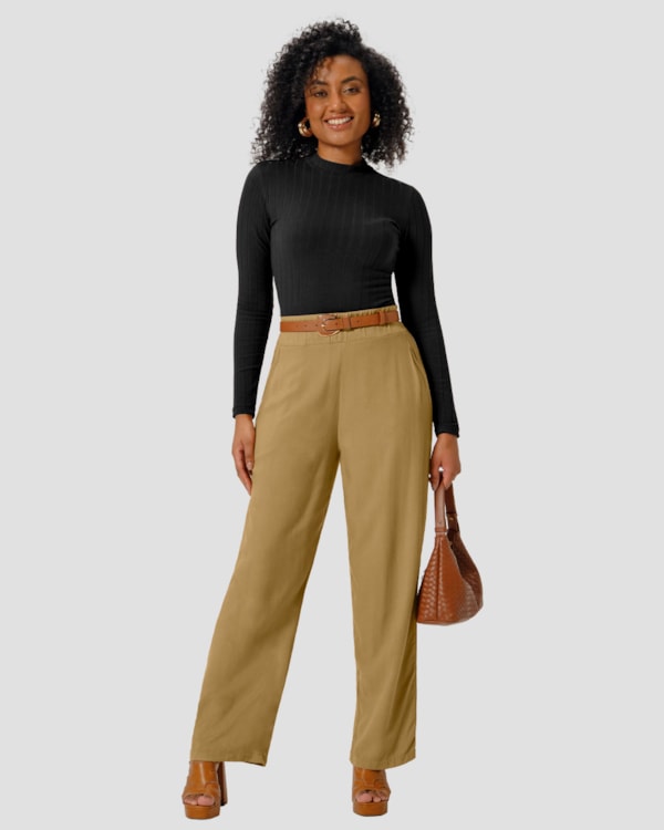 Blusa Feminina Manga Longa em Cotton Canelado - Cereja Rosa - Preto