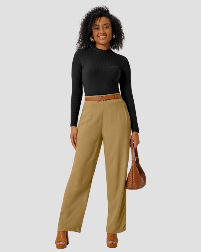 Blusa Feminina Manga Longa em Cotton Canelado - Cereja Rosa - Preto-14e59c61-5417-4f54-bc75-a522d6f889ed