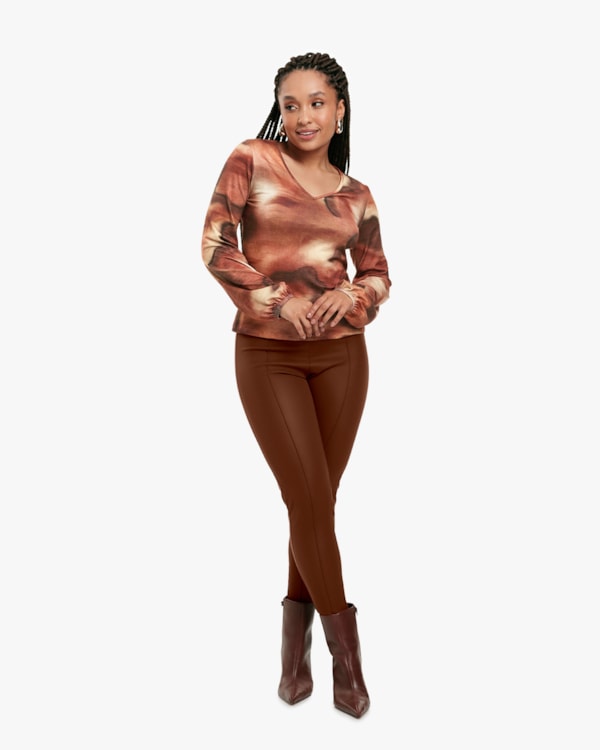 Blusa Feminina Manga Longa Estampada - Cereja Rosa - Inca