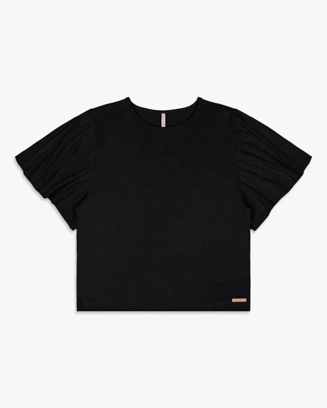 Blusa Feminina Manga Sino em Tricot Viscose - Cereja Rosa - Preto-G-0535c465-ce88-4e65-bee7-5dd645f3bf80
