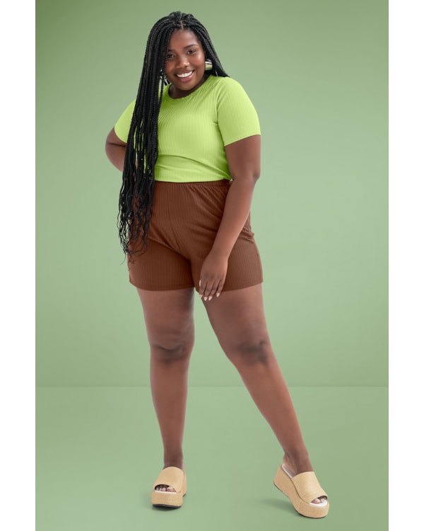 Blusa Feminina Plus Size Canelada Cereja Rosa