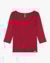 Blusa Feminina Plus Size Canelada com Manga 3/4 - Cereja Rosa - Cherry Red-af808568-d66c-4f60-942a-a5e2457cac7d