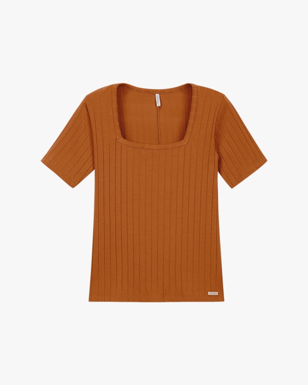 Blusa Feminina Plus Size Canelada Decote Quadrado - Cereja Rosa - Inca