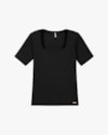 Blusa Feminina Plus Size Canelada Decote Quadrado - Cereja Rosa - Preto-0642a0f3-850e-4434-ab06-35909a5f5dc3