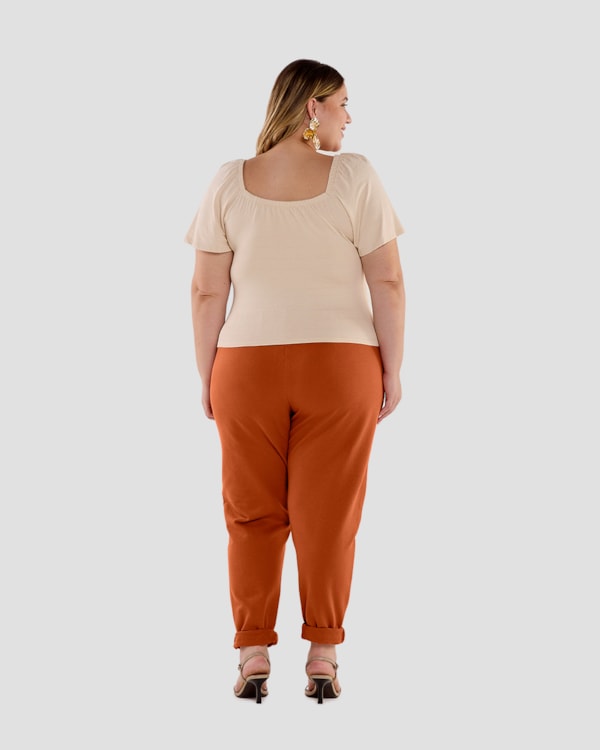 Blusa Feminina Plus Size com Decote Franzido - Cereja Rosa - Tapioca