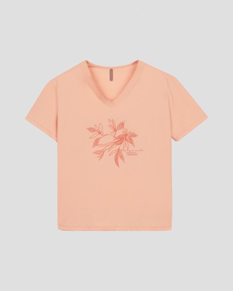 Blusa Feminina Plus Size com Decote V Cereja Rosa Nude