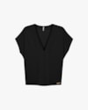 Blusa Feminina Plus Size com Decote V - Cereja Rosa - Preto-742ebad5-53ac-466c-b31c-0305df74b860