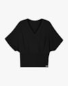 Blusa Feminina Plus Size com Decote V em Viscose - Cereja Rosa - Preto-1b1566ea-2564-436d-a1c2-3c9b155b3c6b