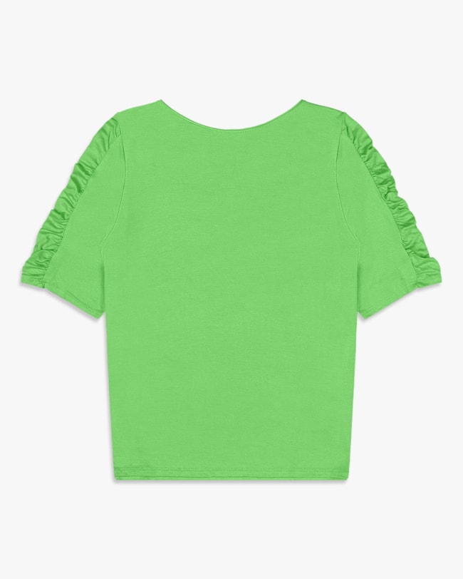 Blusa Feminina Plus Size com Franzido Manga - Cereja Rosa - Pistache-64960f95-0448-44db-a7ab-a9f3809c87af