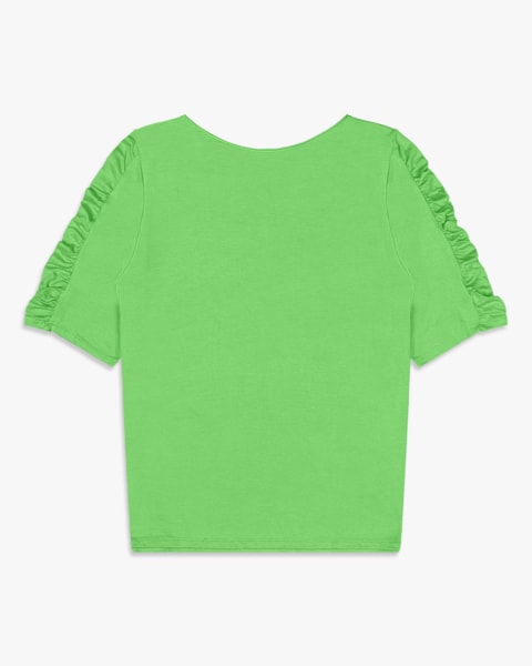 Blusa Feminina Plus Size com Franzido Manga - Cereja Rosa - Pistache