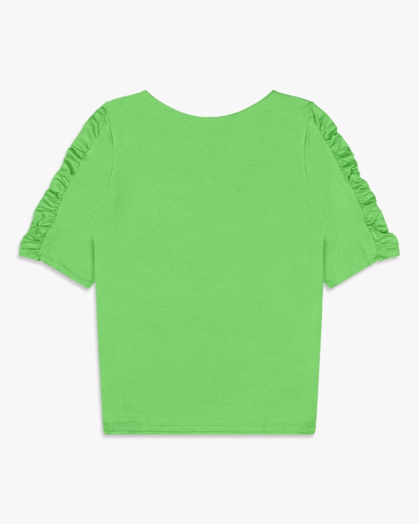 Blusa Feminina Plus Size com Franzido Manga - Cereja Rosa - Pistache