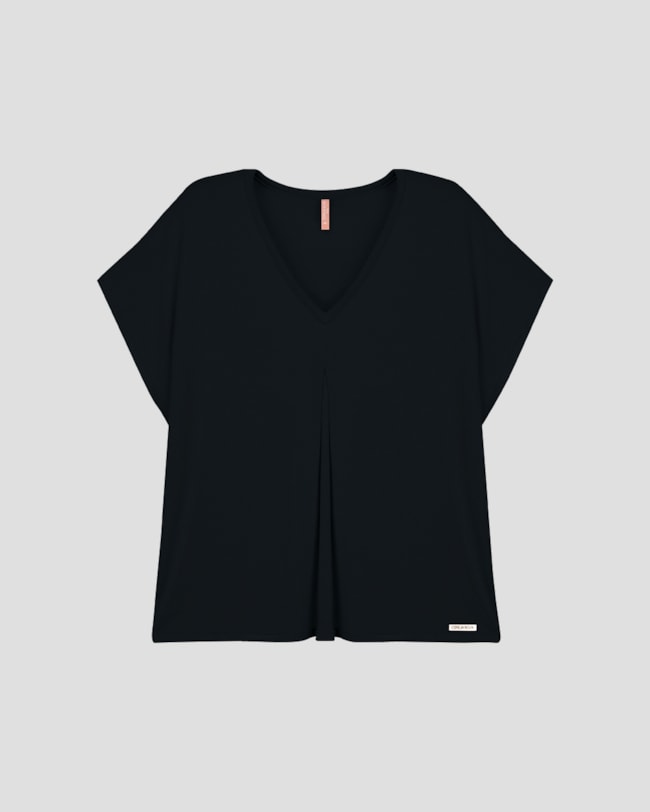 Blusa Feminina Plus Size com Prega Frontal Cereja Rosa Preto-cd08ce31-c321-4dcf-8f4b-2283c6f568a5