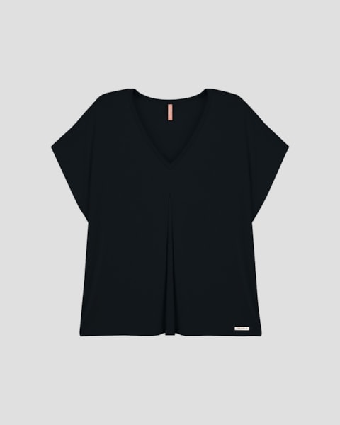 Blusa Feminina Plus Size com Prega Frontal Cereja Rosa Preto