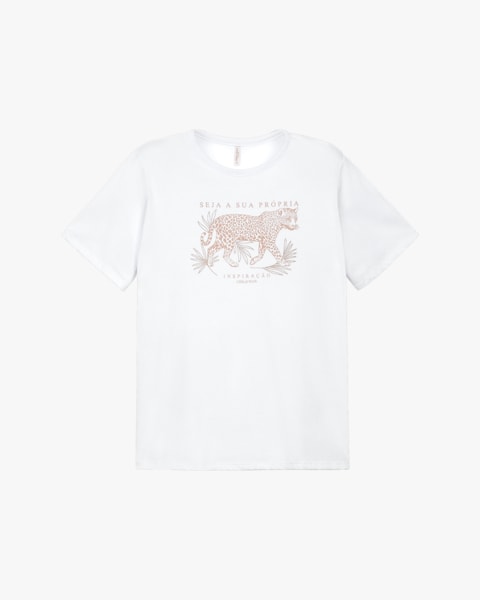 Blusa Feminina Plus Size em Meia Malha com Estampa - Cereja Rosa - Branco