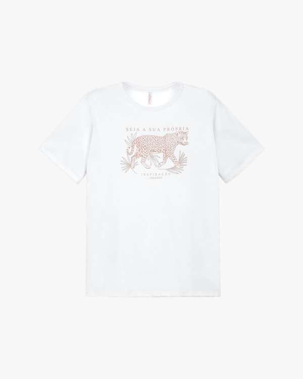 Blusa Feminina Plus Size em Meia Malha com Estampa - Cereja Rosa - Branco