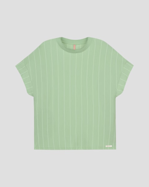 Blusa Feminina Plus Size em Viscose Listrada Cereja Rosa Verde