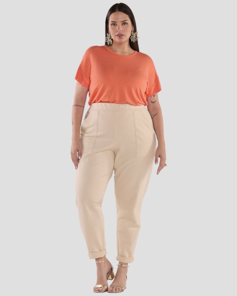 Blusa Feminina Plus Size em Viscose Trabalhada - Cereja Rosa - Mango