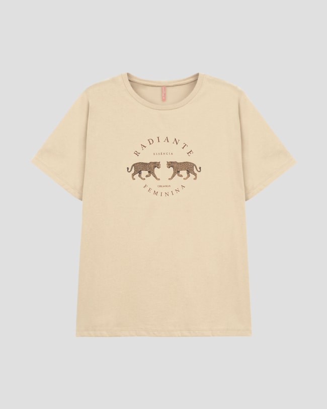 Blusa Feminina Plus Size Estampa Metalizada Cereja Rosa Bege-2f59257f-b6d3-486f-9357-a8099fa44f36