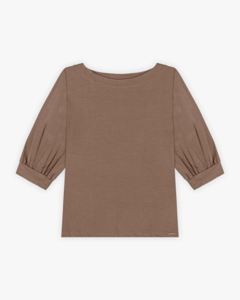 Blusa Feminina Plus Size Manga 3/4 em Malha Crepe - Cereja Rosa - Macchiato