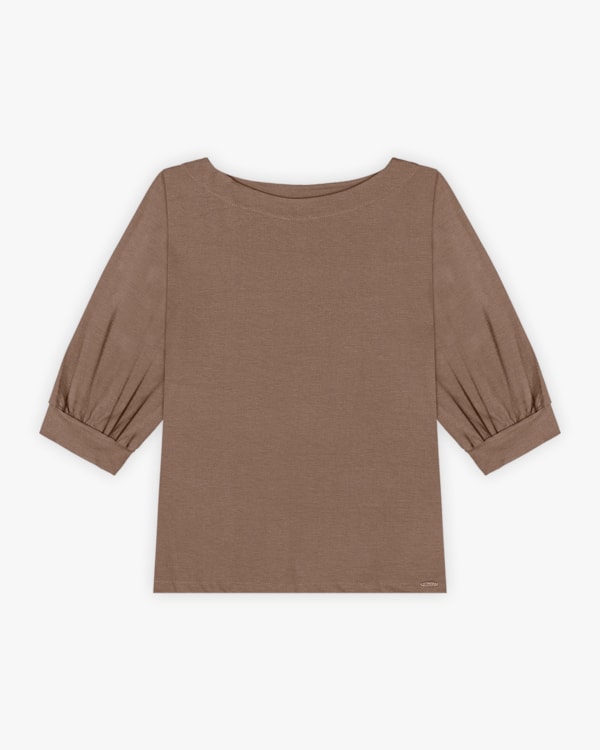 Blusa Feminina Plus Size Manga 3/4 em Malha Crepe - Cereja Rosa - Macchiato