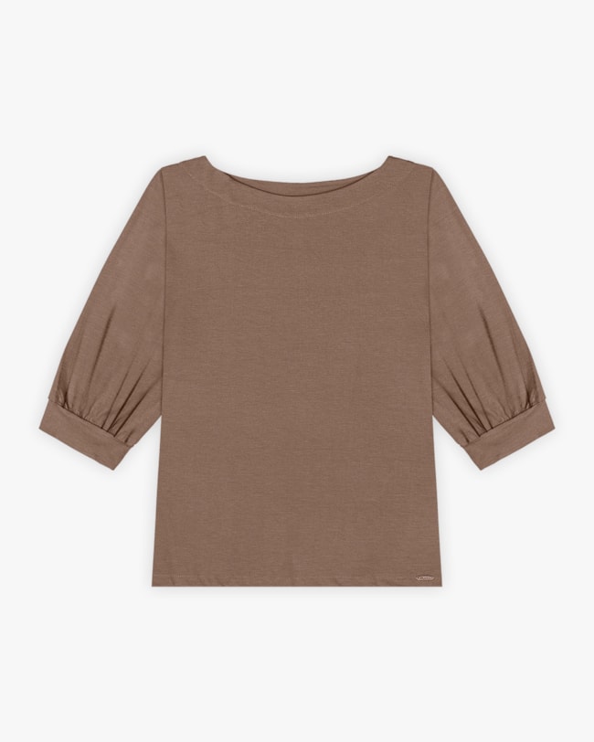 Blusa Feminina Plus Size Manga 3/4 em Malha Crepe - Cereja Rosa - Macchiato-8d63385f-4935-4e35-ad36-07a42bf53f73