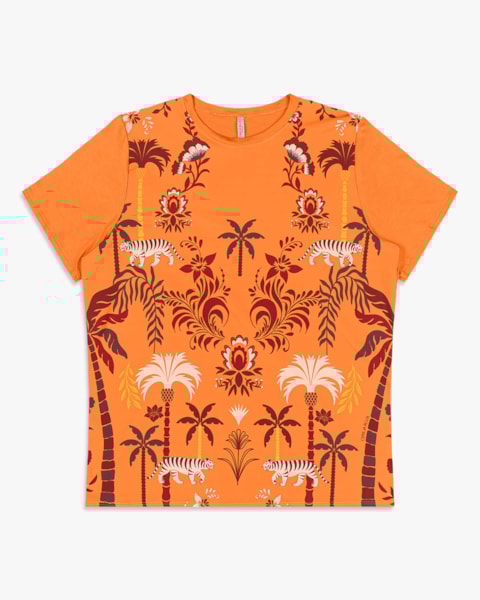 Blusa Feminina Plus Size Manga Curta com Estampa - Cereja Rosa - Nectarine