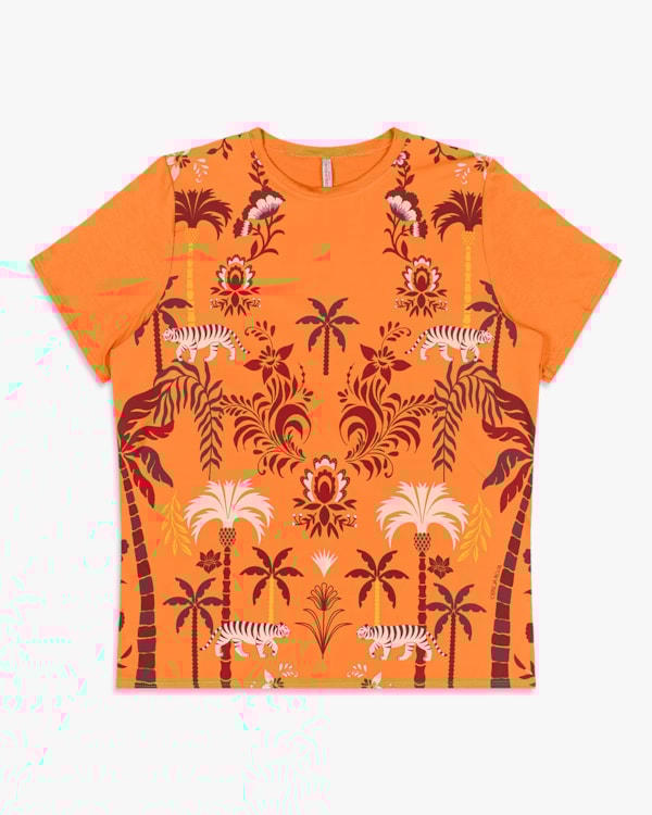 Blusa Feminina Plus Size Manga Curta com Estampa - Cereja Rosa - Nectarine