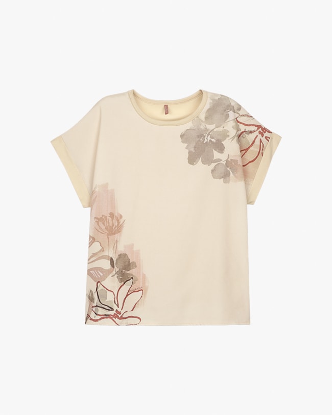 Blusa Feminina Plus Size Manga Curta com Estampa - Cereja Rosa - Tapioca-96df3e5f-573c-4019-b633-a67ff95fb37d