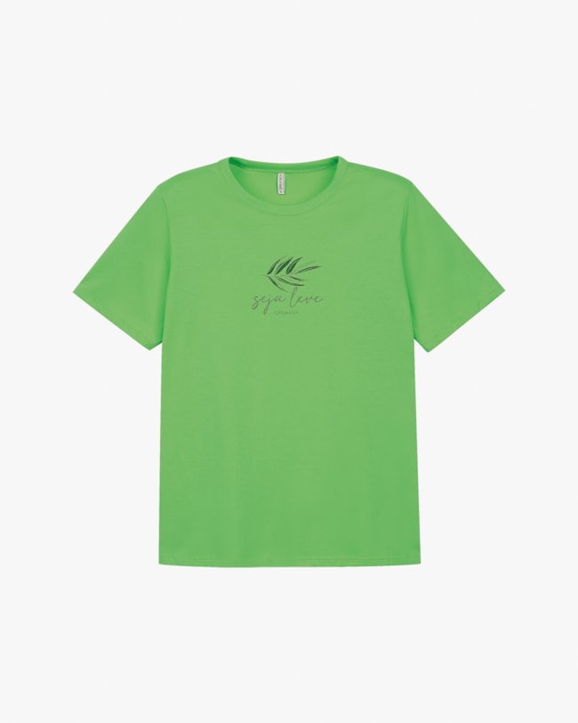 Blusa Feminina Plus Size Manga Curta em Meia Malha - Cereja Rosa - Pistache-acb97b87-f7e8-4193-b0c8-54ffd7c10c35