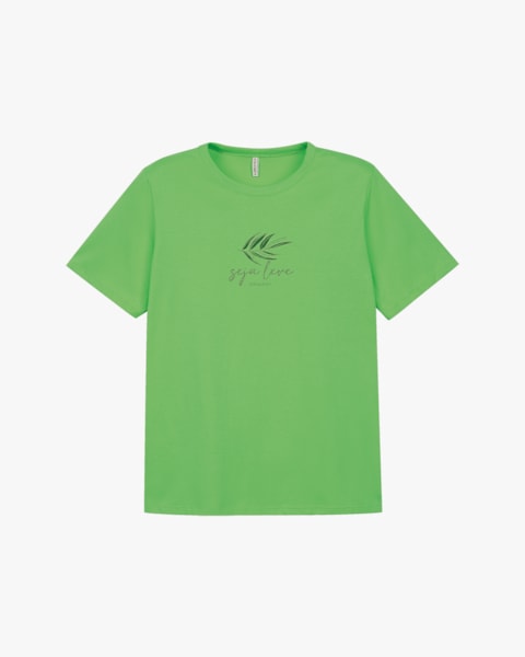 Blusa Feminina Plus Size Manga Curta em Meia Malha - Cereja Rosa - Pistache