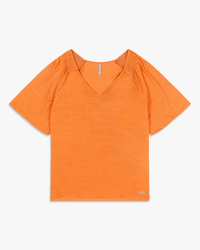 Blusa Feminina Plus Size Manga Curta em Viscose - Cereja Rosa - Nectarine-99733366-86c9-493a-8dff-6323f987a52e