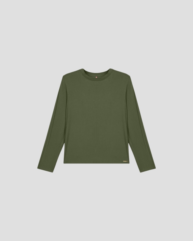 Blusa Feminina Plus Size Manga Longa com Retilínea - Cereja Rosa - Verde-09bf362b-34f6-446c-9ffd-4448888d6821