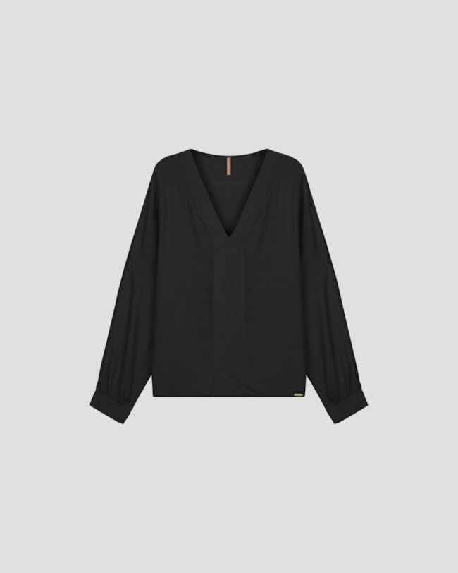 Blusa Feminina Plus Size Manga Longa em Viscose - Cereja Rosa - Preto-374ef266-da66-4b76-ab5d-fc9ed9c8bcf0