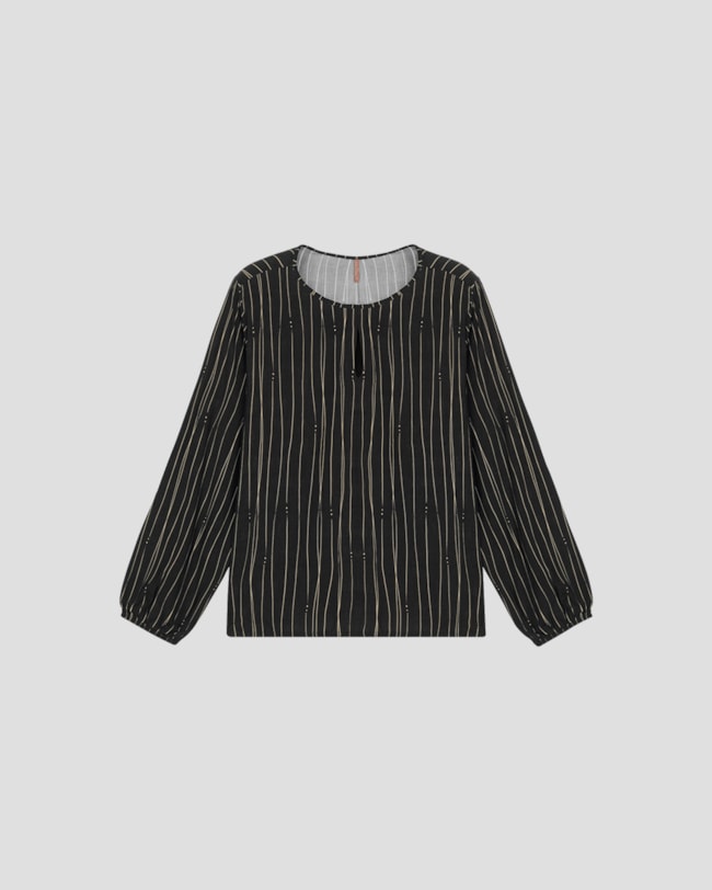 Blusa Feminina Plus Size Manga Longa Estampada - Cereja Rosa - Preto-de3b4944-52f6-43ae-871f-f522f8ab0cf5