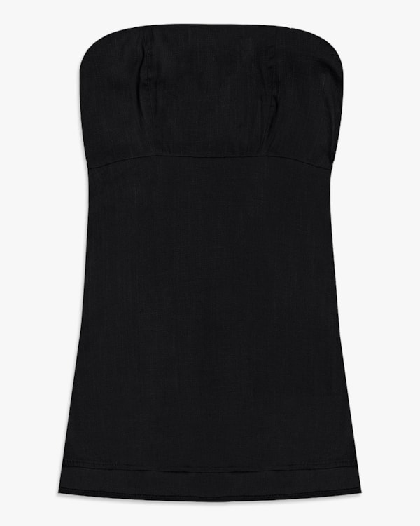 Blusa Feminina Sem Alça Em Viscose - Cereja Rosa - Preto