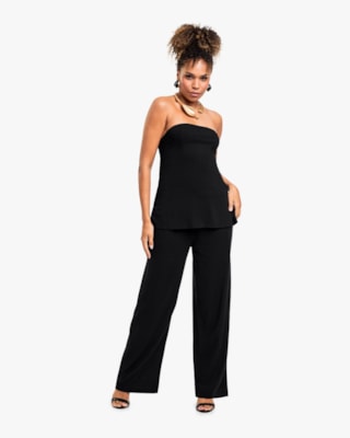Blusa Feminina Sem Alça Em Viscose - Cereja Rosa - Preto-G